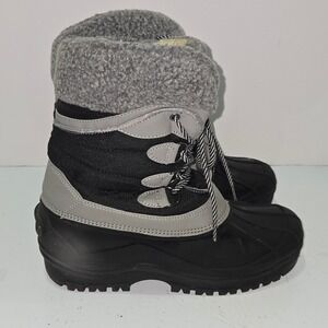 Thermolite Mens Black Grey Insulated Duck Snow Boots Size 10 Waterproof Shell